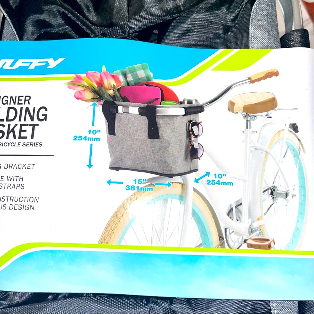 Huffy Designer Foldable Gray Basket with Mounting bracket NEW